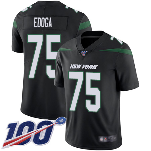 New York Jets Limited Black Youth Chuma Edoga Alternate Jersey NFL Football #75 100th Season Vapor Untouchable
